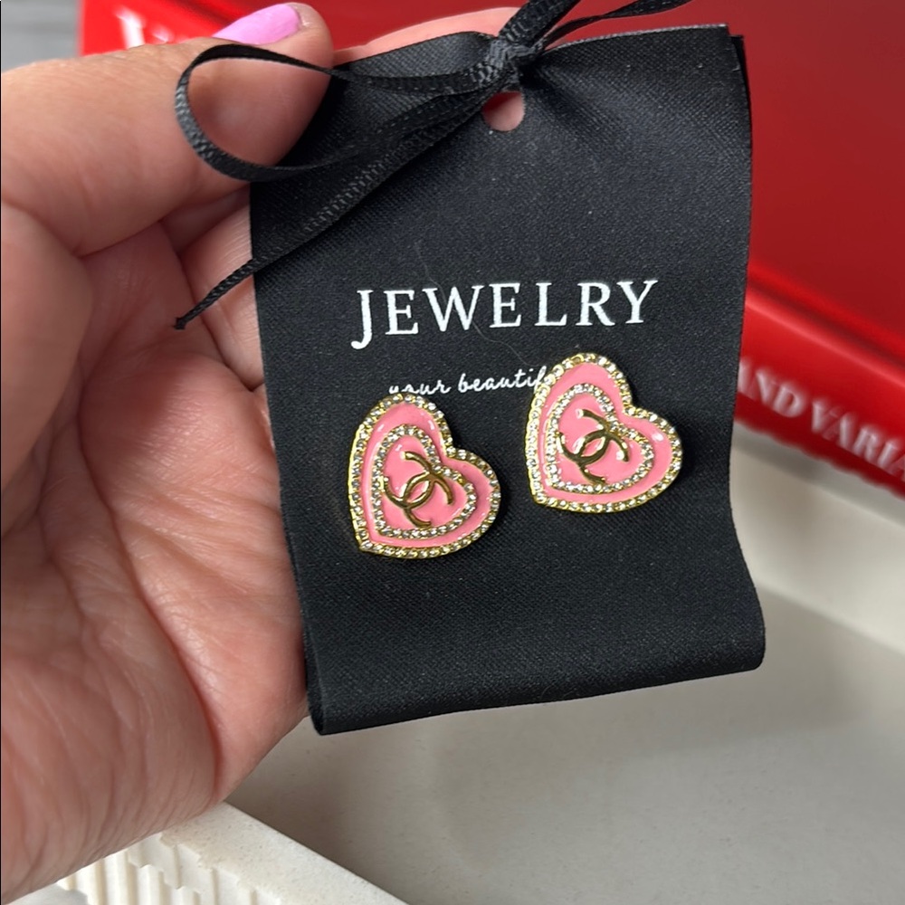 Luxury Pink Heart Earrings upcycled